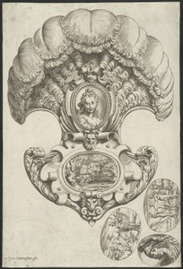 Ett huvudstycke i form av en fläkt av Agostino Carracci