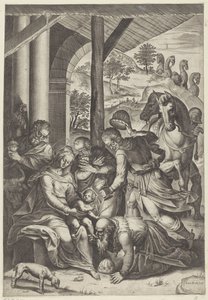 Tillbedjan av kungarna av Agostino Carracci