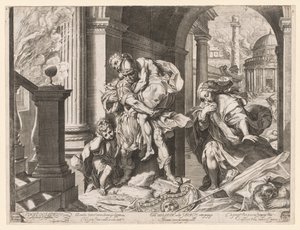 Aeneas och hans familj flyr från Troja, 1595.