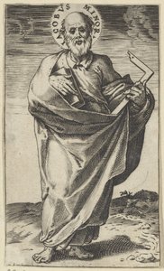 Apostel Jakob den Mindre med bok och ruta Kristus, Maria, Johannes döparen och apostlarna (serietitel) av Agostino Carracci