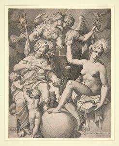 Välgörenhet, rättvisa, sanning och fred av Agostino Carracci