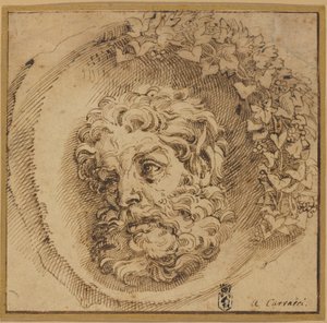 Chef för en faun i en konkav runddel av Agostino Carracci
