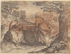 Jesus och samarierkvinnan av Agostino Carracci