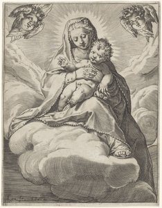 Mary med barnet i molnen av Agostino Carracci