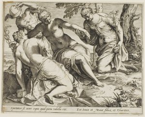 Merkurius och nåderna av Agostino Carracci