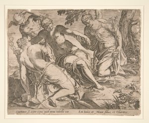 Merkurius och de tre nåderna av Agostino Carracci
