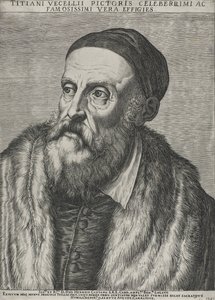 Porträtt av Titian, 1587 (gravyr på lagt papper med vattenstämpel) av Agostino Carracci