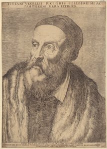 Porträtt av Tizian av Agostino Carracci