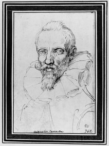 Porträtt av en skäggig man av Agostino Carracci