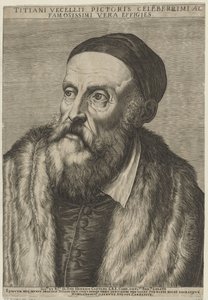 Porträtt av målaren Titian av Agostino Carracci