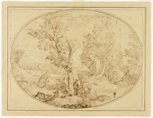 Vila på flykten till Egypten av Agostino Carracci