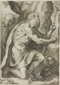 Den helige Hieronymus i botgörelsen av Agostino Carracci