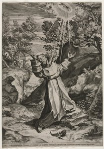 St Francis tar emot Stigmata av Agostino Carracci