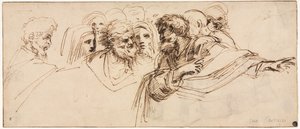 Study of Heads recto, andra hälften av 1500-talet. av Agostino Carracci