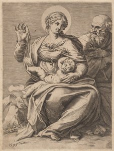 Den heliga familjen av Agostino Carracci