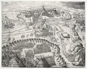 Arméernas position och läger av Charles V och Soliman II, 1532.