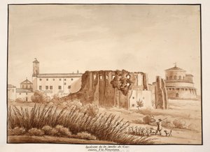 Hippodromen av familjen Constantine, Via Nomentana, 1833 (etsning med brun tvätt) av Agostino Tofanelli