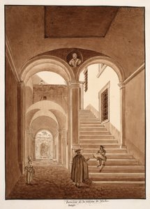 Interiör i Michelangelos hus, 1833 (etsning med brun tvätt) av Agostino Tofanelli