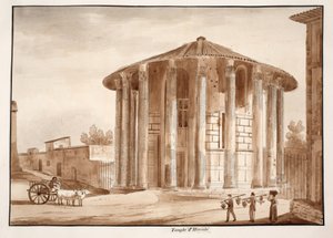 Hercules Victors tempel, 1833 (etsning med brun tvätt) av Agostino Tofanelli