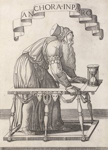 Allegori om ålderdom Anchora inparo (titel på objekt) av Agostino Veneziano (attributed to)