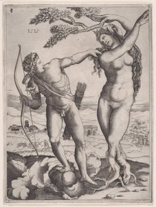 Apollo och Daphne, daterad 1515., daterad 1515. av Agostino Veneziano