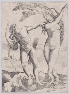 Apollo och Daphne, daterad 1518. av Agostino Veneziano