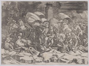 Strid med en Cutlass, 1530-31. av Agostino Veneziano