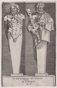 Hercules från The Hermae, daterad 1536. av Agostino Veneziano