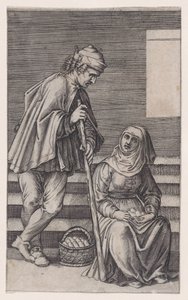 Bonde och en kvinna med ägg, ca. 1514-36. av Agostino Veneziano