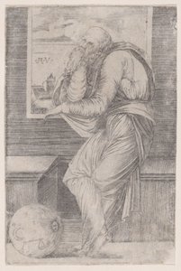 Filosof som sitter nära ett fönster, ca. 1514-36., ca. 1514-36. av Agostino Veneziano