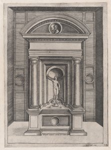 Mirror of Roman Magnificence: Jupiters altare i det äldsta templet på C..., ca. 1514-36. av Agostino Veneziano.