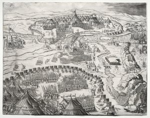 Arméernas position och läger av Charles V och Soliman II av Agostino Veneziano