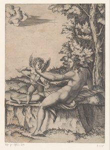 Venus i kärlek av Agostino Veneziano