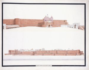 Fortet i Agra, med Delhi-porten, ca. 1815