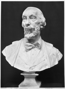 Byst av Auguste Vacquerie (1819-95) (gips) (bw foto)