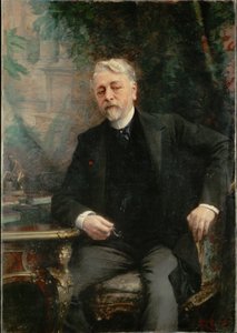 Gustave Eiffel, ingenjör, byggde Eiffeltornet i Paris ... (målning på duk)