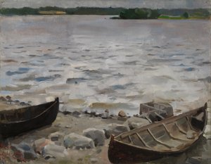 Båtar vid stranden av Akseli Gallen-Kallela
