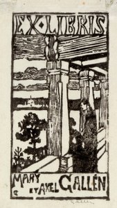 Exlibris för Mary och Axel Gallén av Akseli Gallen-Kallela