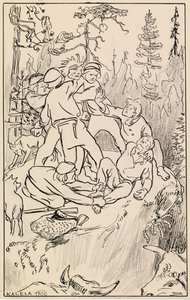 Strid på Hiidenkivi-klippan av Akseli Gallen-Kallela