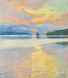 Solnedgång över sjön Ruovesi, ca. 1915 (olja på duk) av Akseli Valdemar Gallen-Kallela