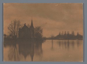Utsikt över ett hus på landet eller ett litet slott på vattnet, Nederländerna av Alb. Kapteijn (attributed to)