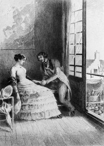 Illustration av romanen "" Madame Bovary"" av Gustave Flaubert (1821-1880). Illustration av Albert Fourie (1854-1937).