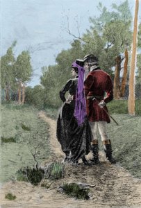 Illustration av romanen "" Madame Bovary"" av Gustave Flaubert (1821-1880). Illustration av Albert Fourie (1854-1937).