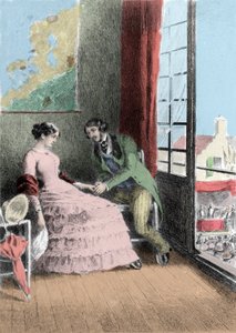 Illustration av romanen "" Madame Bovary"" av Gustave Flaubert (1821-1880). Illustration av Albert Fourie (1854-1937).