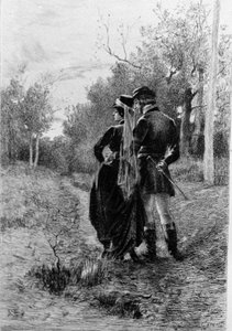 Illustration av romanen "" Madame Bovary"" av Gustave Flaubert (1821-1880). Illustration av Albert Fourie (1854-1937).