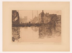 Utsikt över hamnen i Flandern En ville Flamande, le soir (titel på objekt)