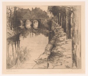 Gammal bro över en kanal i Diksmuide Vieux Pont (titel på objekt) Gammal bro i Diksmuide
