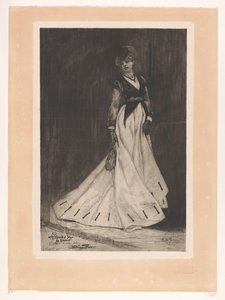 Stående kvinna med handskar och liten hatt Manette Salomon (originaltitel) av Albert Bertrand