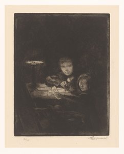 Rita barn i skymningen av Albert Besnard (signed by artist)