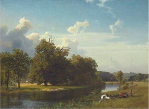 Ett flodlandskap, Westfalen, 1855 av Albert Bierstadt